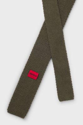 Knitted tie in cotton, Olive