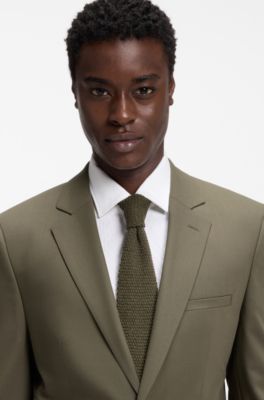 Knitted tie in cotton, Olive