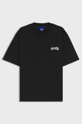 Cotton-jersey T-shirt with logo artwork, Black