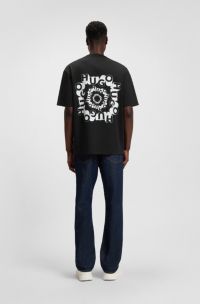 T-shirt en jersey de coton à logo artistique, Noir
