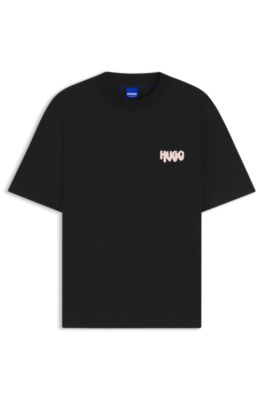 Cotton-jersey T-shirt with rear logo artwork, Black
