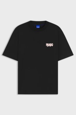 Cotton-jersey T-shirt with rear logo artwork, Black