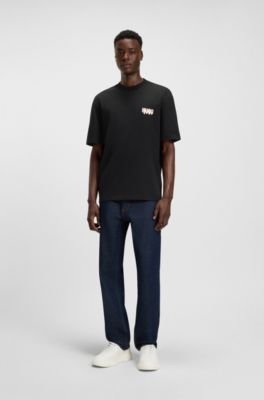 Cotton-jersey T-shirt with rear logo artwork, Black