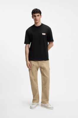 T-shirt en jersey de coton avec logo artistique au dos, Noir