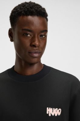 Cotton-jersey T-shirt with rear logo artwork, Black