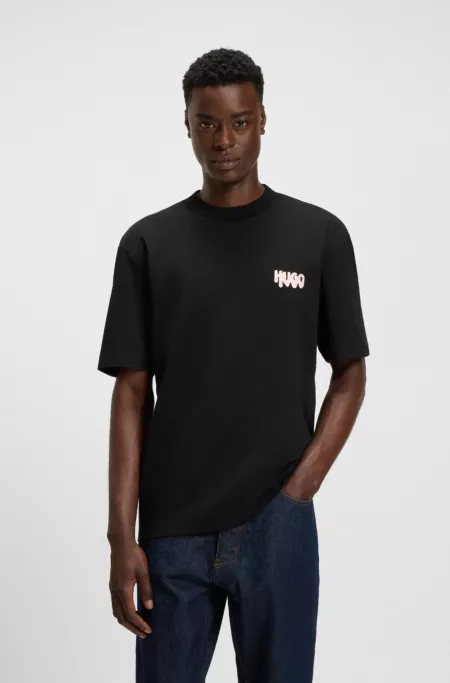 Cotton-jersey T-shirt with rear logo artwork