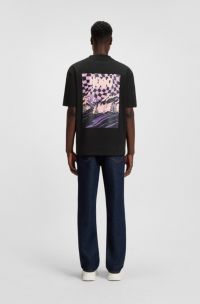 T-Shirt aus Baumwoll-Jersey mit Logo-Artwork auf der Rückseite, Schwarz