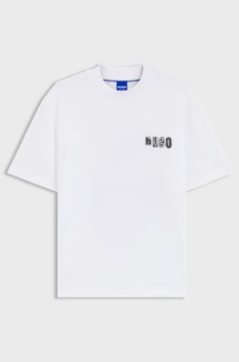 Cotton-jersey T-shirt with logo artwork, White