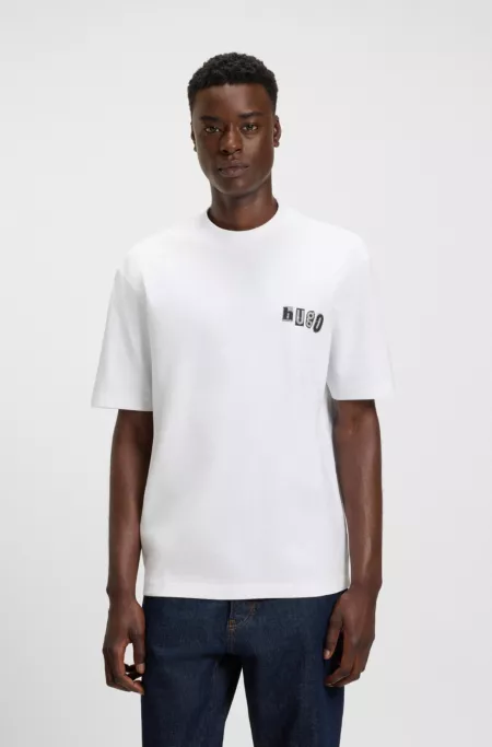 Cotton-jersey T-shirt with logo artwork