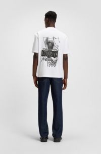 Cotton-jersey T-shirt with logo artwork, White