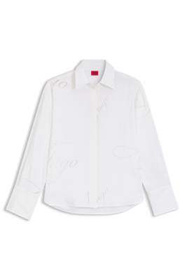 Hugo Oversized-fit blouse with burnout logo print blusar dam – bild 4