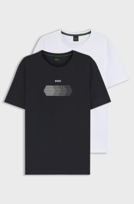 Two-pack of regular-fit T-shirts in stretch cotton, White / Black
