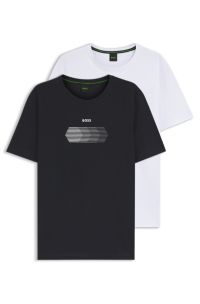 Two-pack of regular-fit T-shirts in stretch cotton, Patterned