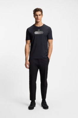 T-shirt regular fit di cotone elasticizzato in confezione da due, Bianco / Nero