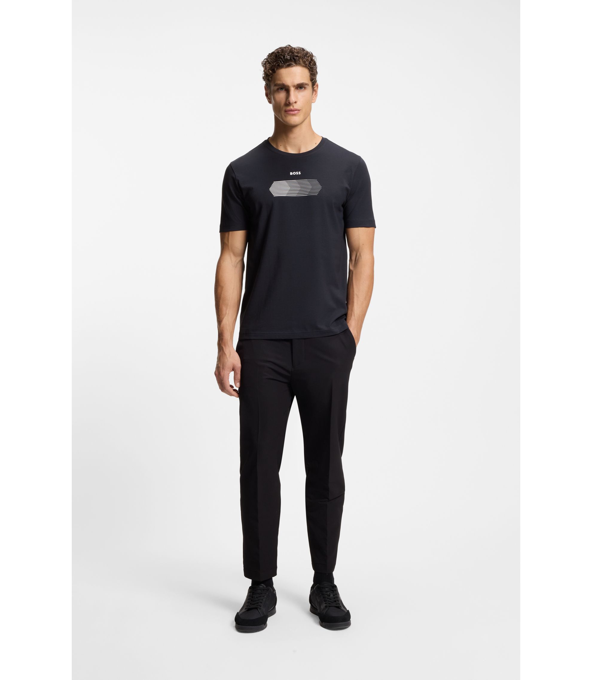 BOSS Two-pack of regular-fit T-shirts in stretch cotton Patterned