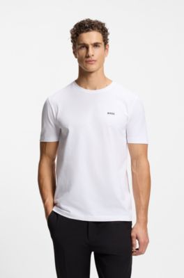 T-shirt regular fit di cotone elasticizzato in confezione da due, Bianco / Nero
