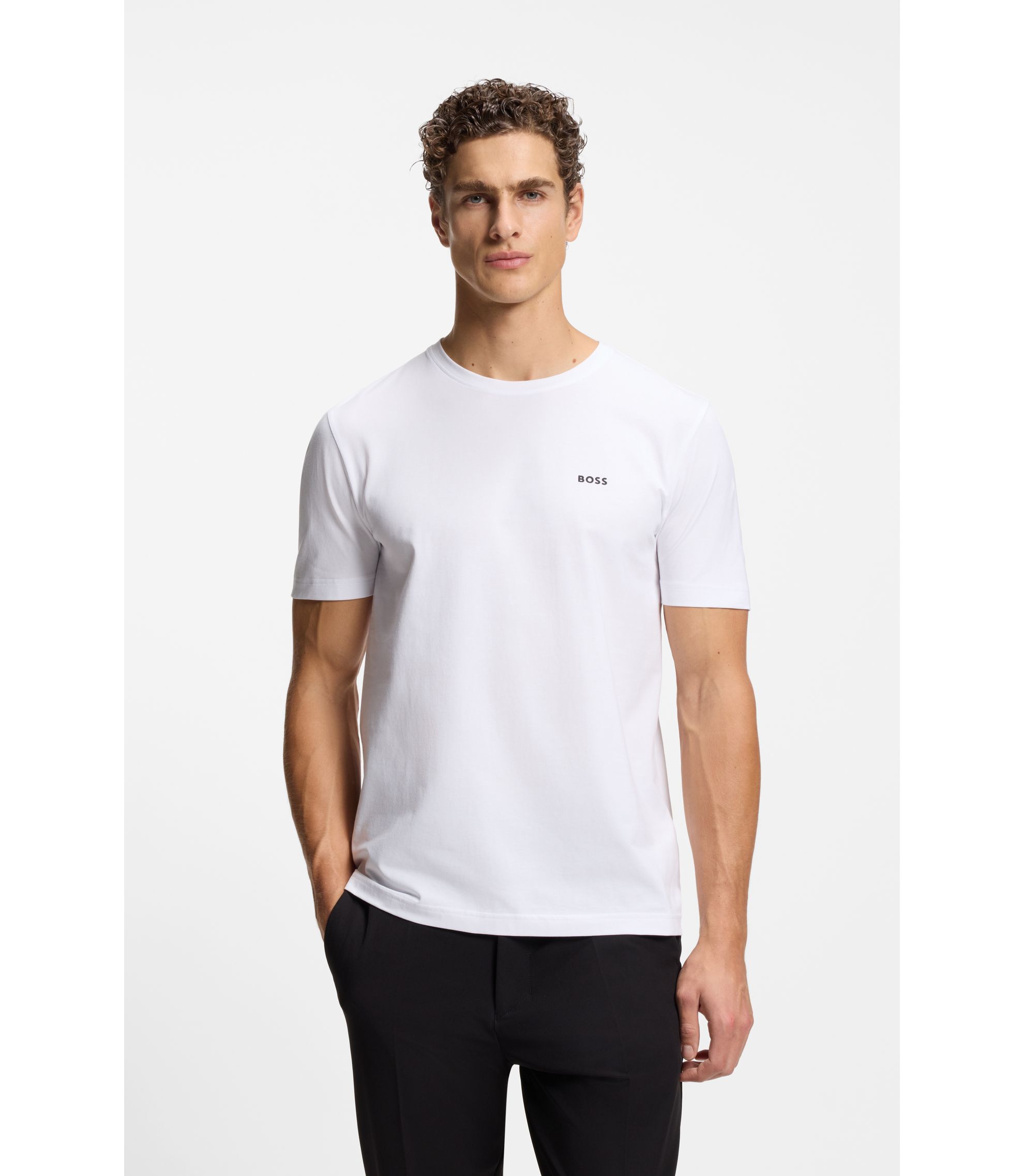 BOSS Two-pack of regular-fit T-shirts in stretch cotton Patterned