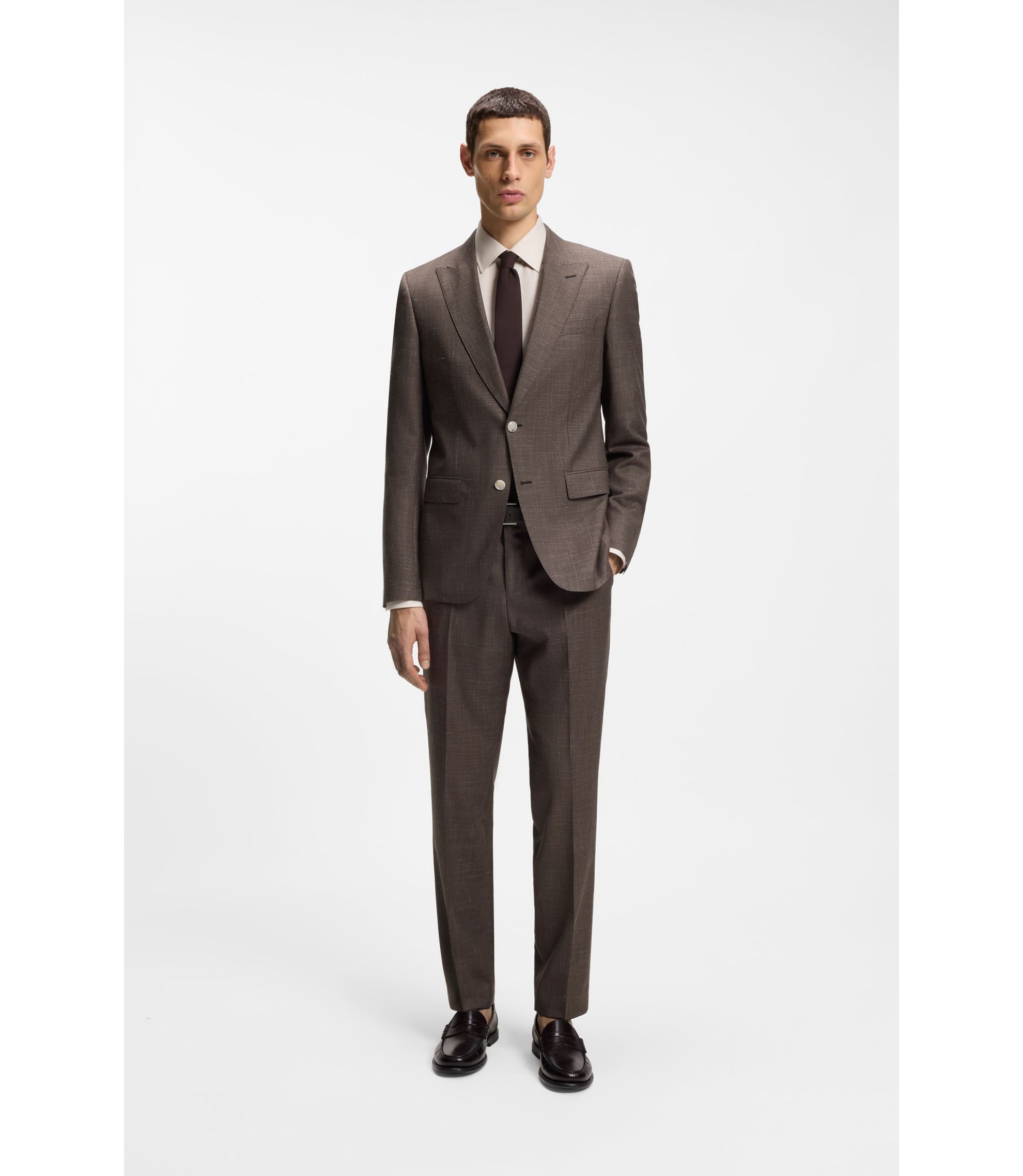 BOSS ブラウン ウール スーツ サイズ48 ベージュ BOSS - スリム