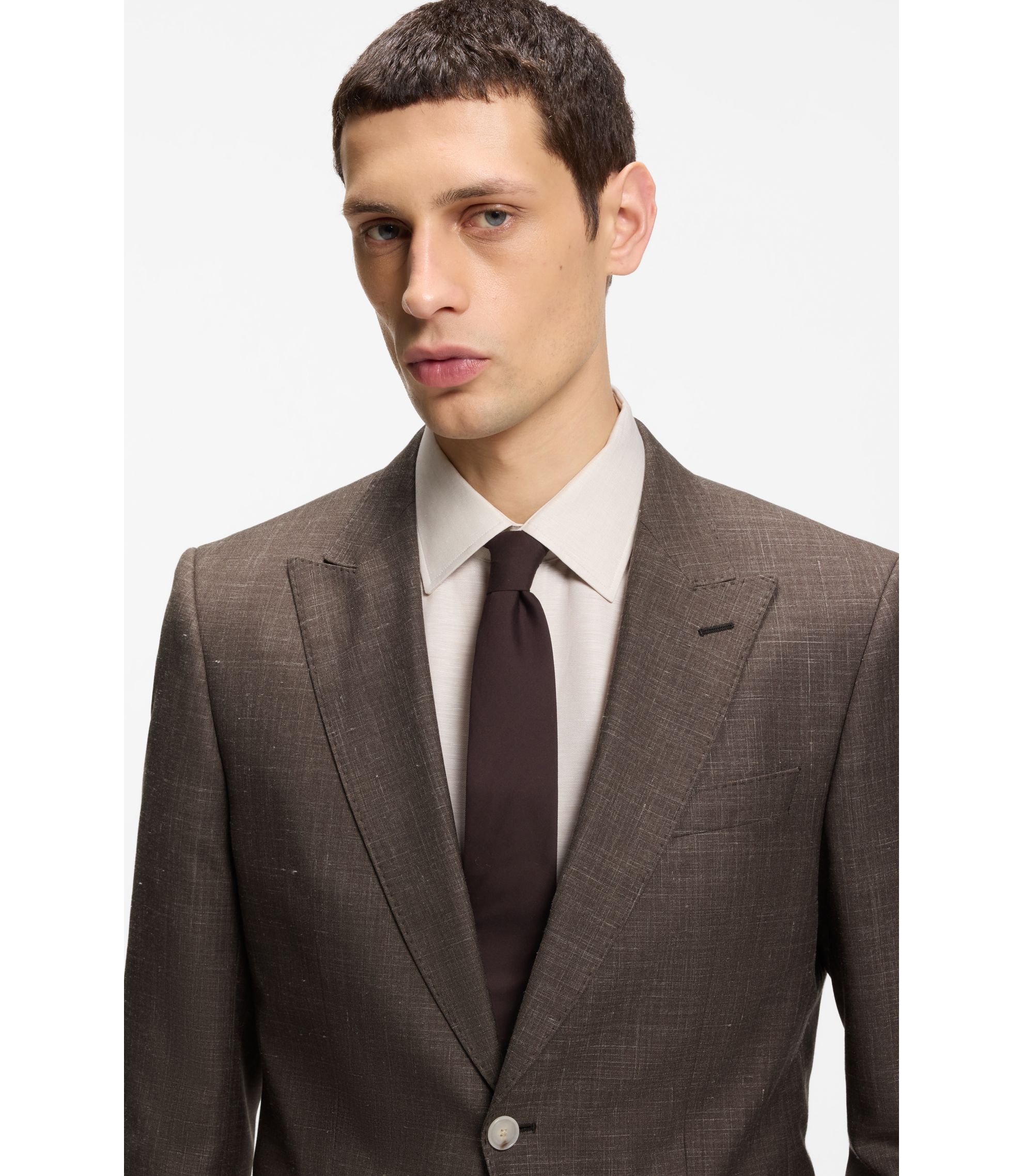 BOSS - スリムフィット スーツジャケット ウール/シルク/リネン