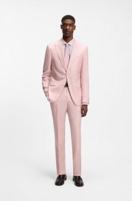 BOSS ONE Slim-fit colbert van wol, zijde en linnen, Lichtroze