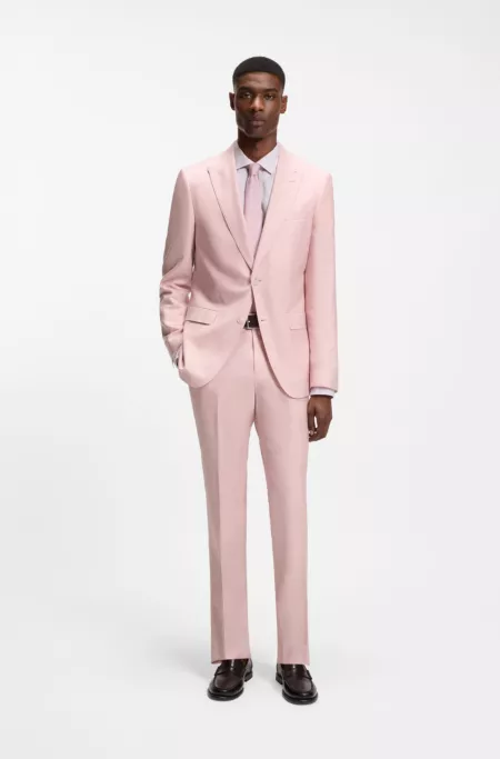 Slim-fit suit jacket in wool, silk and linen