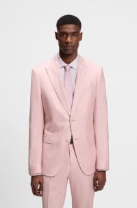 Slim-fit colbert van wol, zijde en linnen, Lichtroze