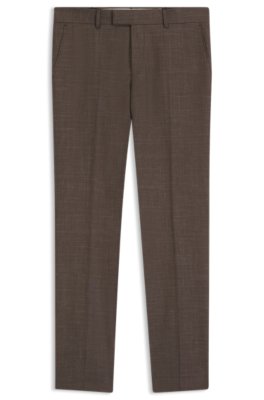 BOSS ONE Slim-fit suit trousers in wool, silk and linen