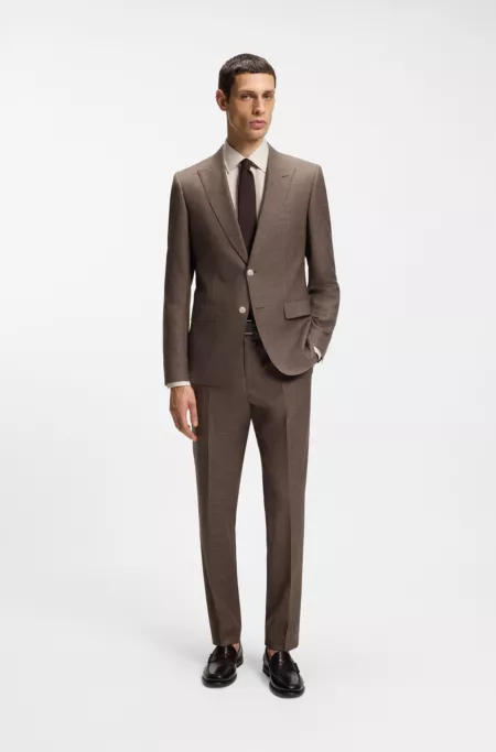 Slim-fit suit trousers in wool, silk and linen