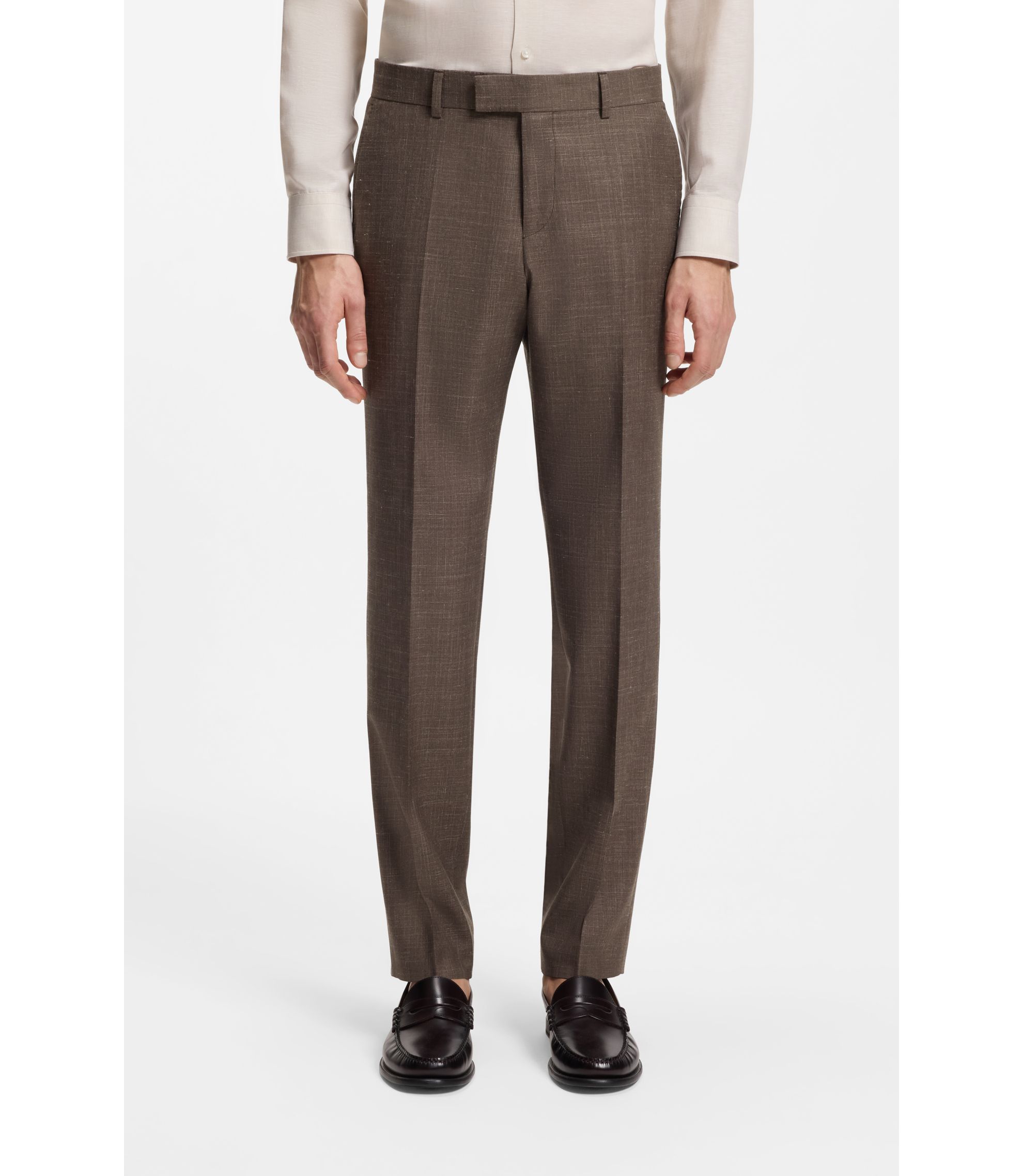 Slim-Fit Anzughose aus Wolle, Seide und Leinen