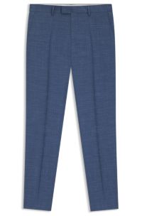 Slim-fit suit trousers in wool, silk and linen, Blue