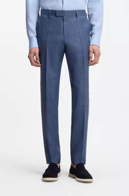 Slim-fit suit trousers in wool, silk and linen