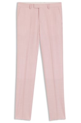 BOSS ONE Slim-fit suit trousers in wool, silk and linen