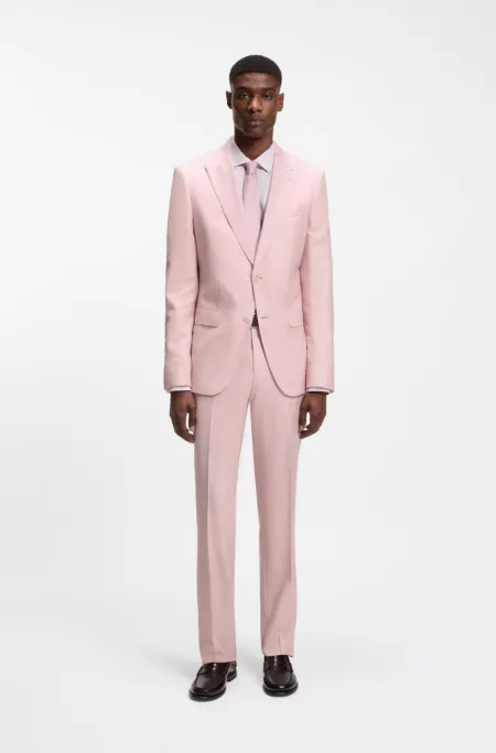 Slim-fit suit trousers in wool, silk and linen