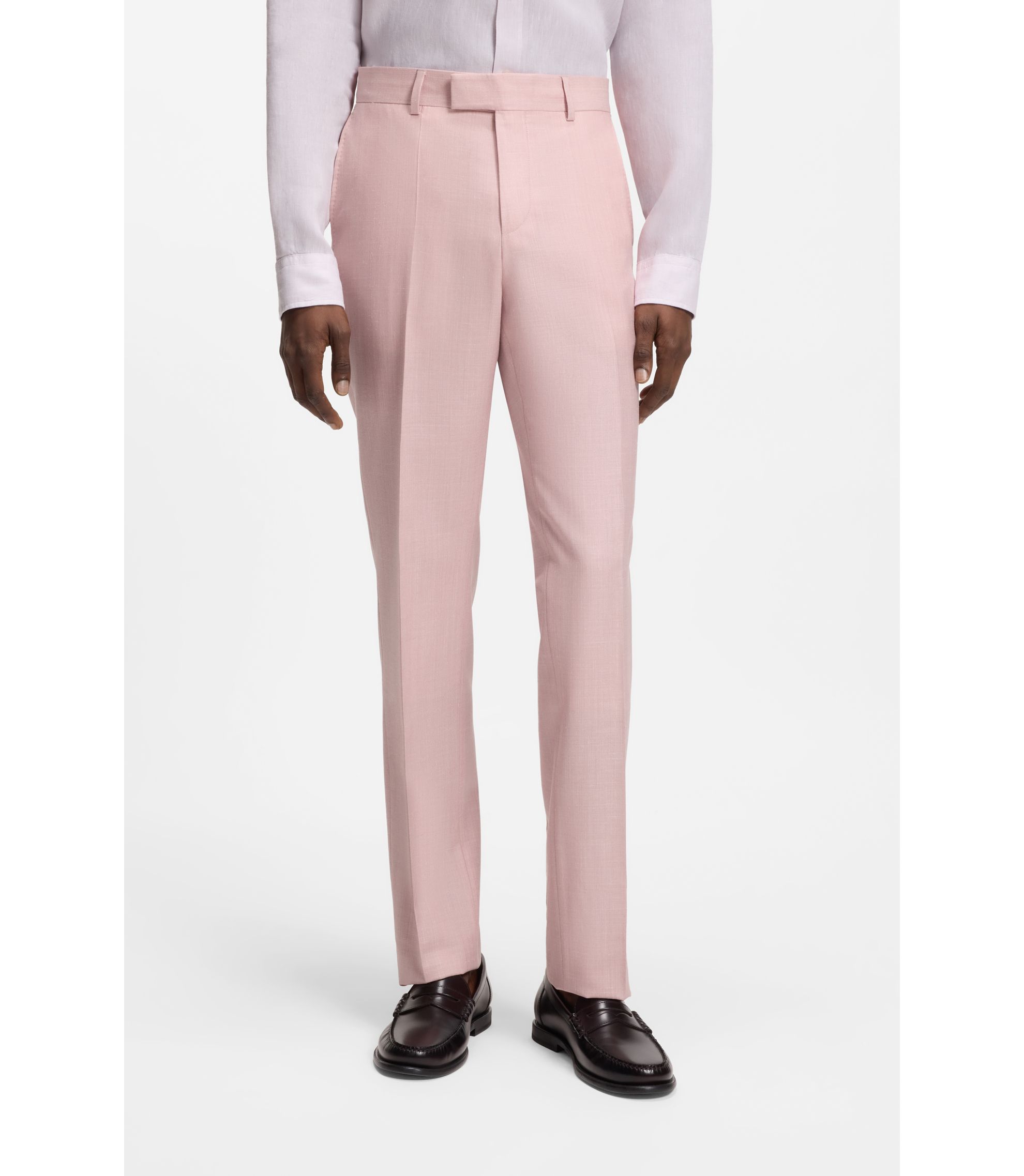 Slim-Fit Anzughose aus Wolle, Seide und Leinen