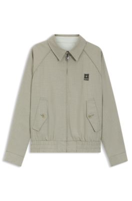 HUGO - Harrington jacket with houndstooth pattern - Light Green
