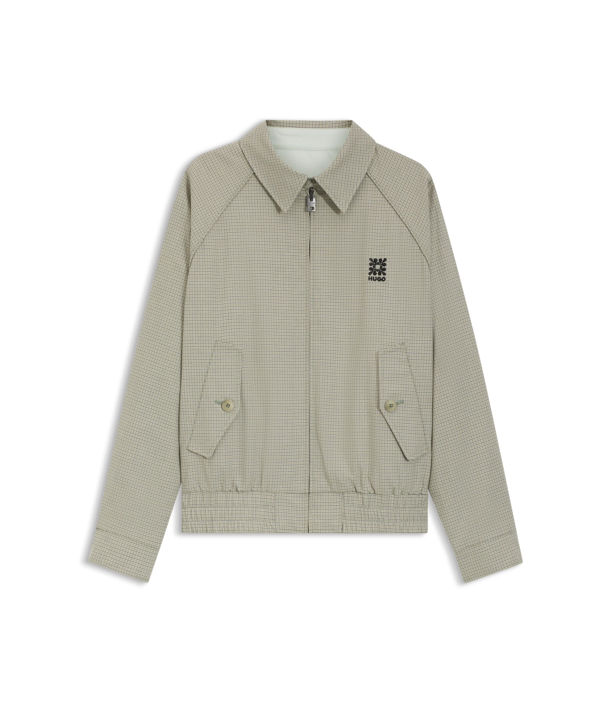HUGO - Harrington jacket with houndstooth pattern - Light Green