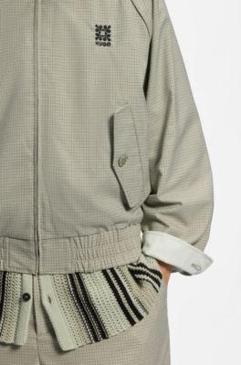 Harrington jacket with houndstooth pattern, Light Green