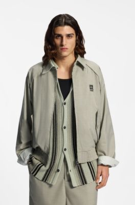 Harrington jacket with houndstooth pattern, Light Green