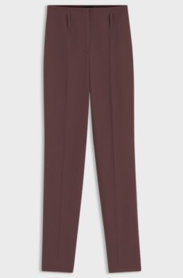 High-rise cigarette trousers in a virgin-wool blend, Dark Brown