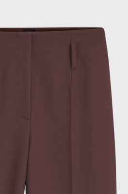 High-rise cigarette trousers in a virgin-wool blend, Dark Brown
