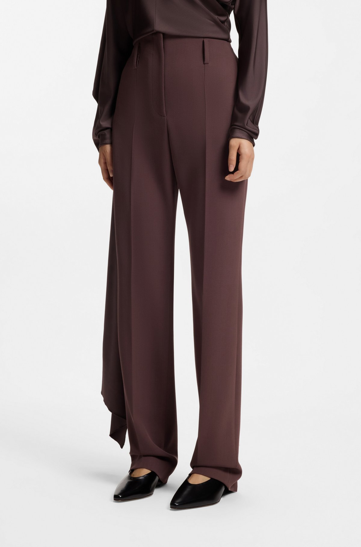 cigarette style trousers 16 Chic Pairs of to Shop in 2026 Features amazing side slit hidden pockets and finished with a back zip Black PrettyLittleThing Scuba Tie Waist
