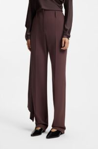 High-rise cigarette trousers in a virgin-wool blend, Dark Brown