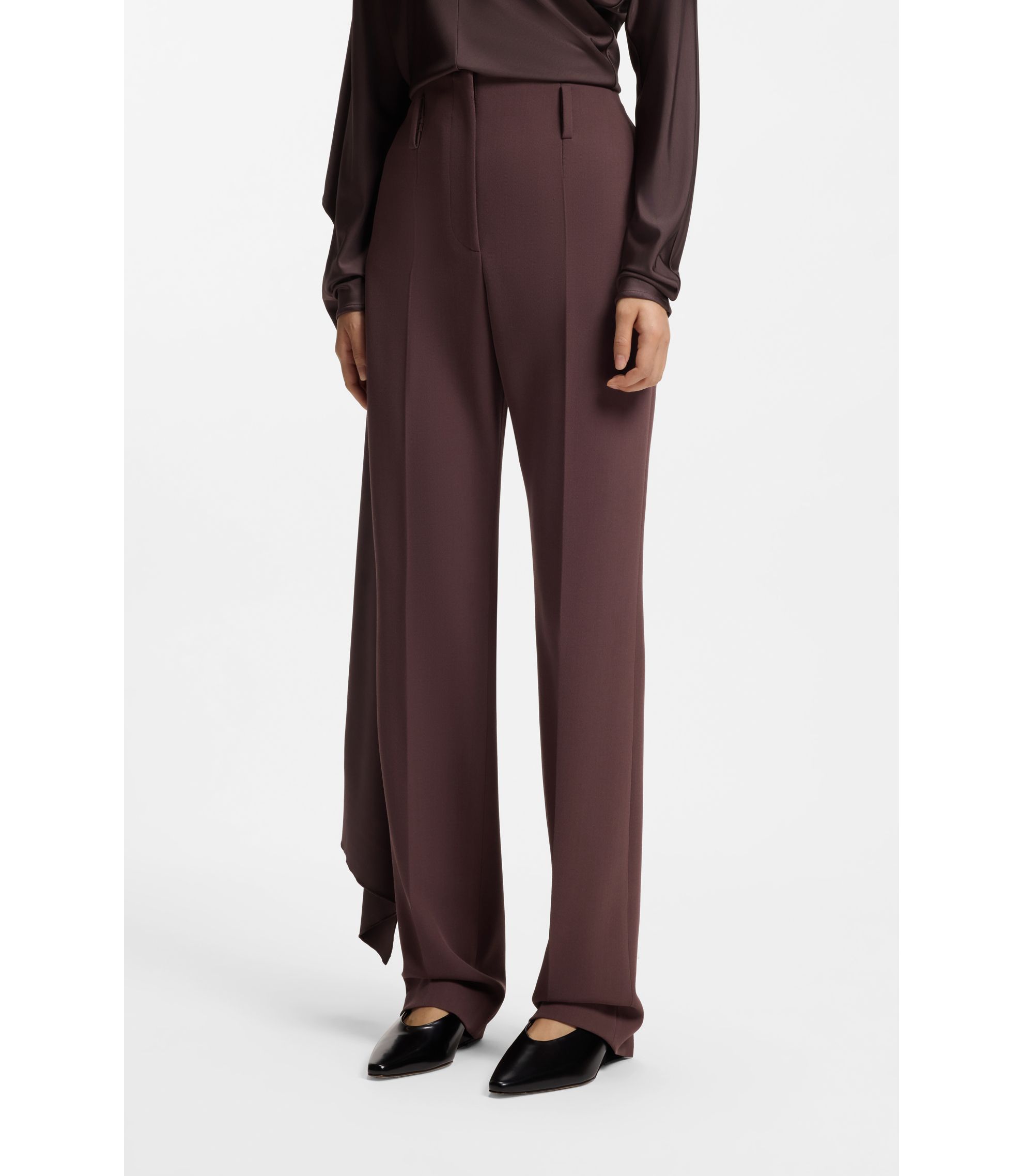 Zigarettenhose aus Schurwoll-Mix mit hohem Bund