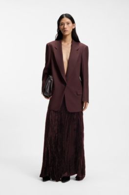 Blazer relaxed fit in misto lana vergine, Marrone scuro