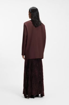 Relaxed fit blazer i ny uldblanding, M&oslash;rkebrun