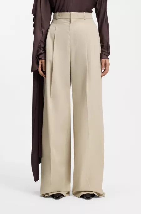 Wide-leg trousers in stretch cotton
