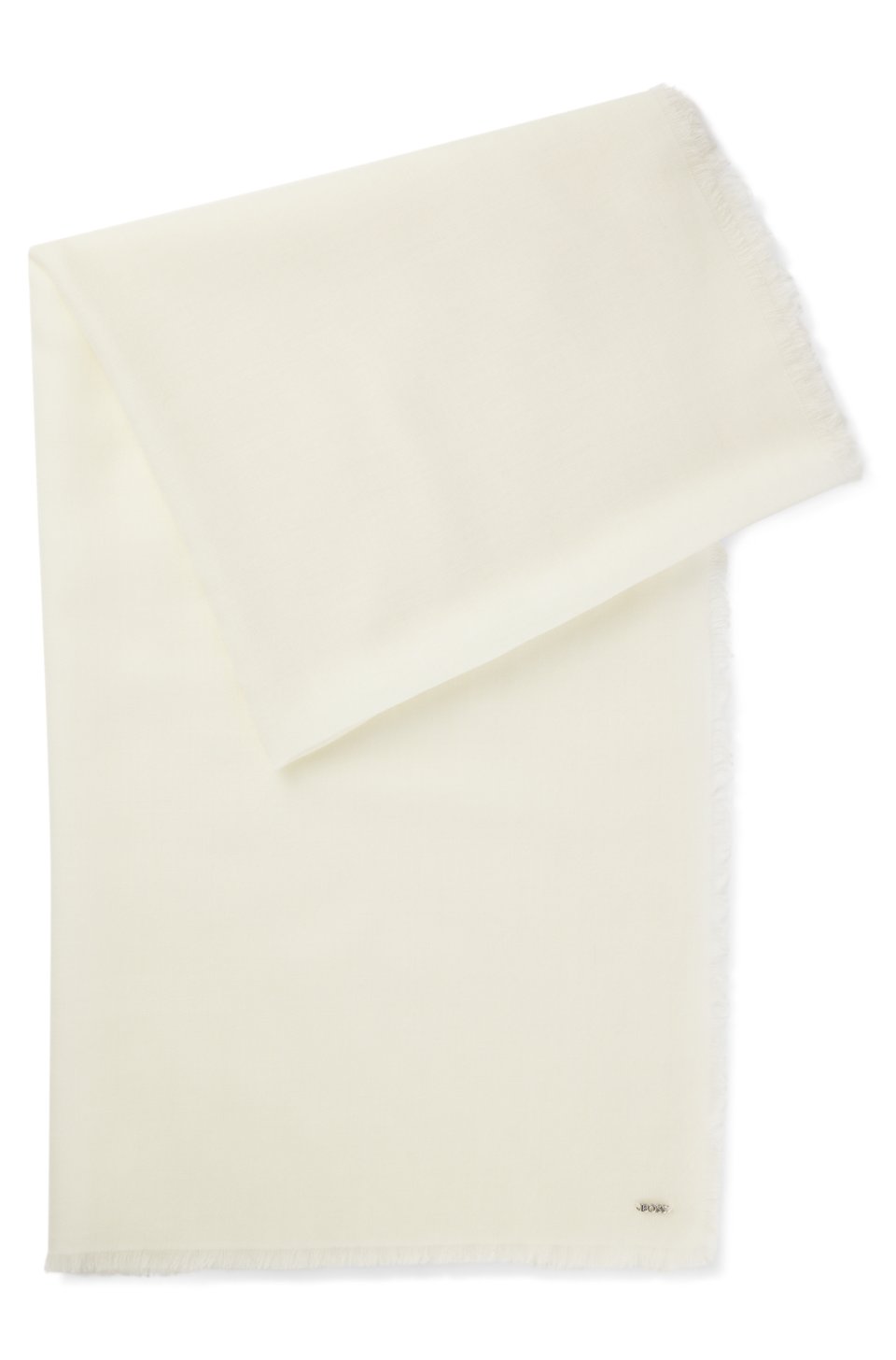 Lightweight wool scarf with fringed trims