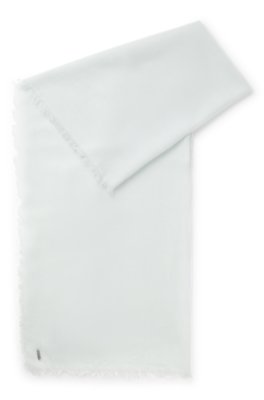 Boss Lightweight wool scarf with fringed trims