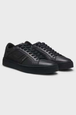 Logo-trimmed trainers in faux nappa leather, Black
