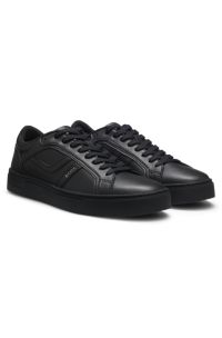 Logo-trimmed trainers in faux nappa leather, Black